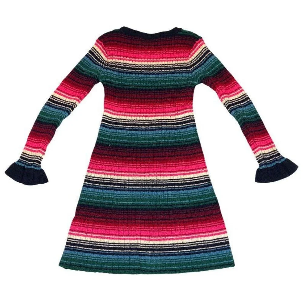 Gymboree Long Sleeve Knit Sweater Dress Stripes 2T Ribbed trumpet sleeves